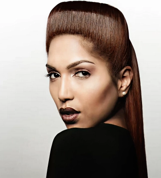 High-fashion sleek hairstyle styled by Eddine Belaid – Luxury hair styling for bold, structured looks in Switzerland